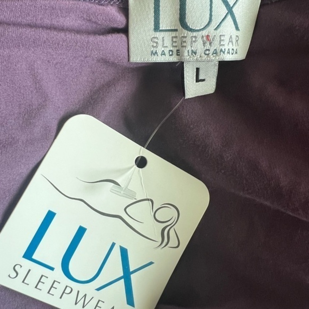 Lux Sleepwear Purple Bamboo Long Sleep Top L - Picture 3 of 4
